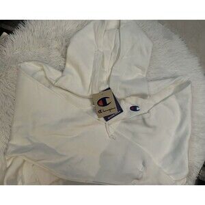 New CHAMPION Size Medium White Reverse Weave Cropped Hoodie Women’s